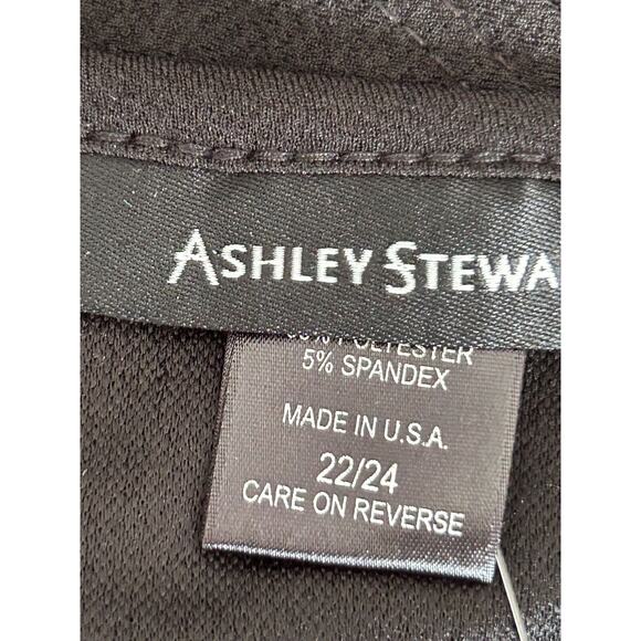 Ashley Stewart Top 22/24 Black Triple Ruffle Peplum Stretch Knit Long Sleeve - Picture 6 of 11